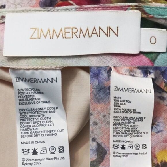 ZIMMERMANN Wonderland Flounce Floral Midi Dress Asymmetrical Tiered Ruffles Sz 4 - Picture 15 of 16